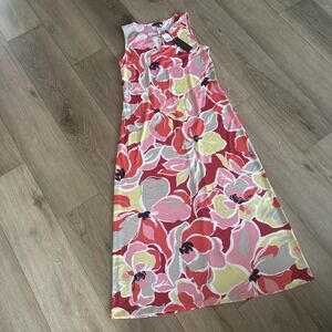 Ellen Weaver Women's Floral Colorful Maxi‎ Dress Size Medium Tropical NEW